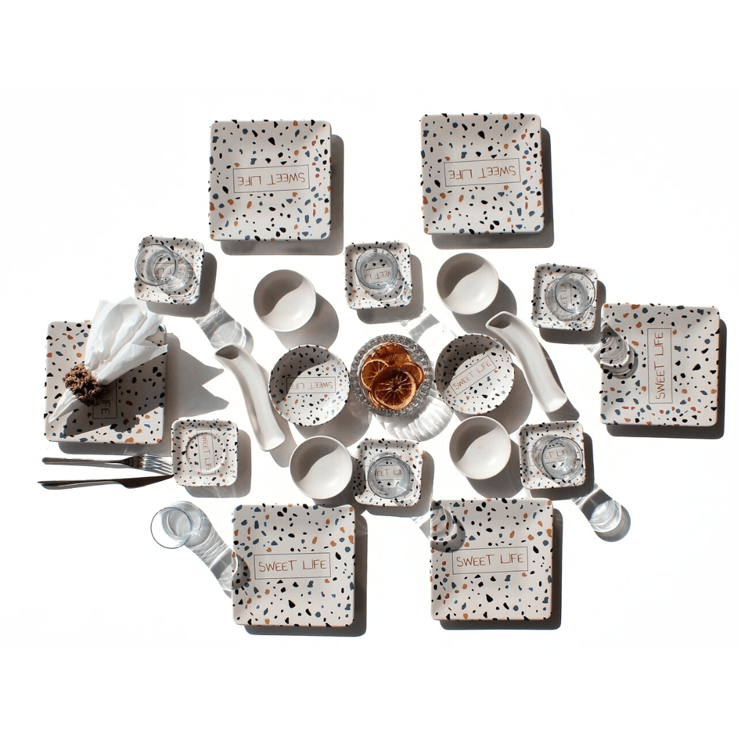 26 Piece Sweet Life Patterned Breakfast Set for 6 People