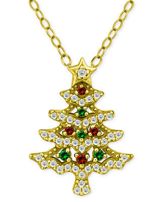 Giani Bernini Women's Gold Cubic Zirconia Christmas Tree 18 inch Necklace | Giani Bernini In Lebanon