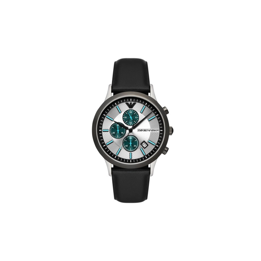 Emporio Armani Chronograph Black Leather Watch - Medaid International