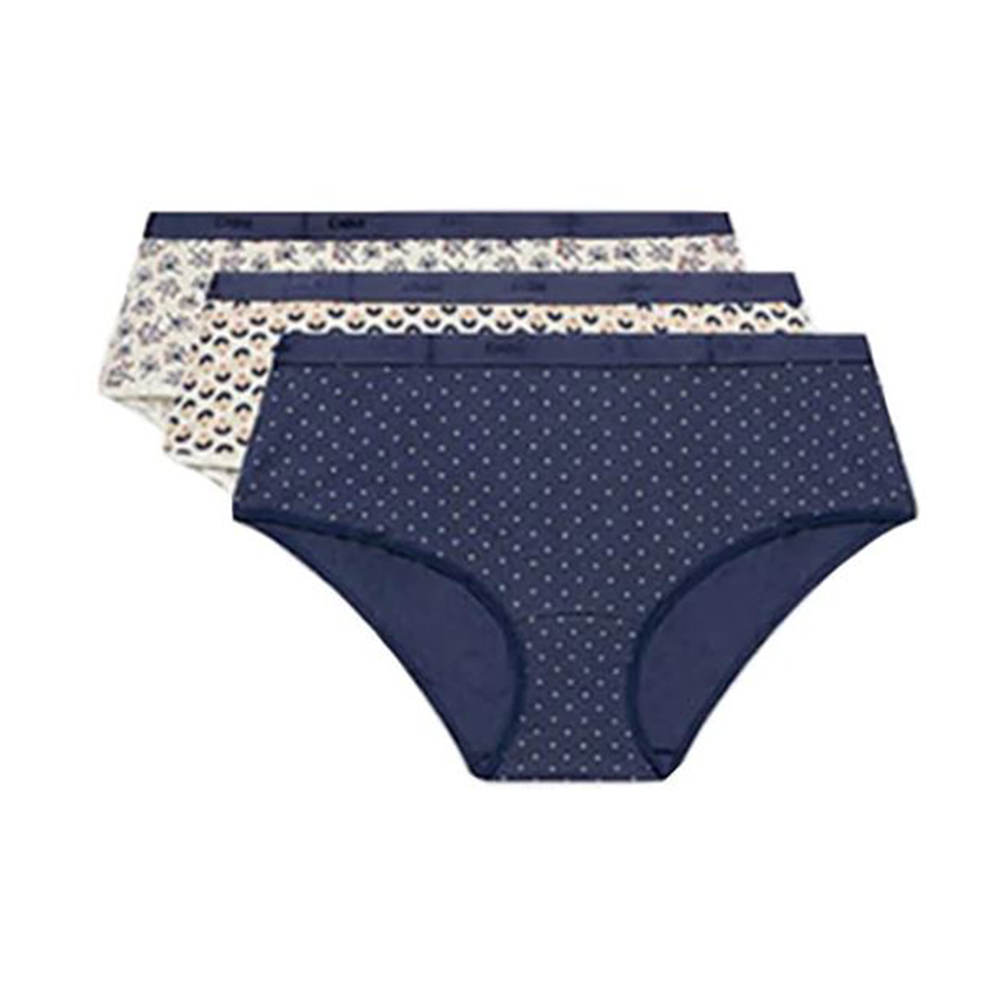 Dim Les Pockets Pack Of 3 Panties White And Blue Prints - Medaid International