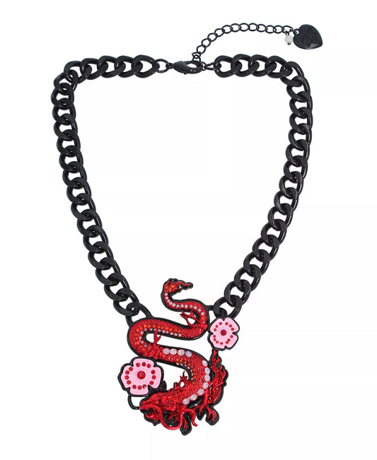 Betsey Johnson Women's Black Faux Stone Dragon Pendant Necklace | Betsey Johnson In Lebanon