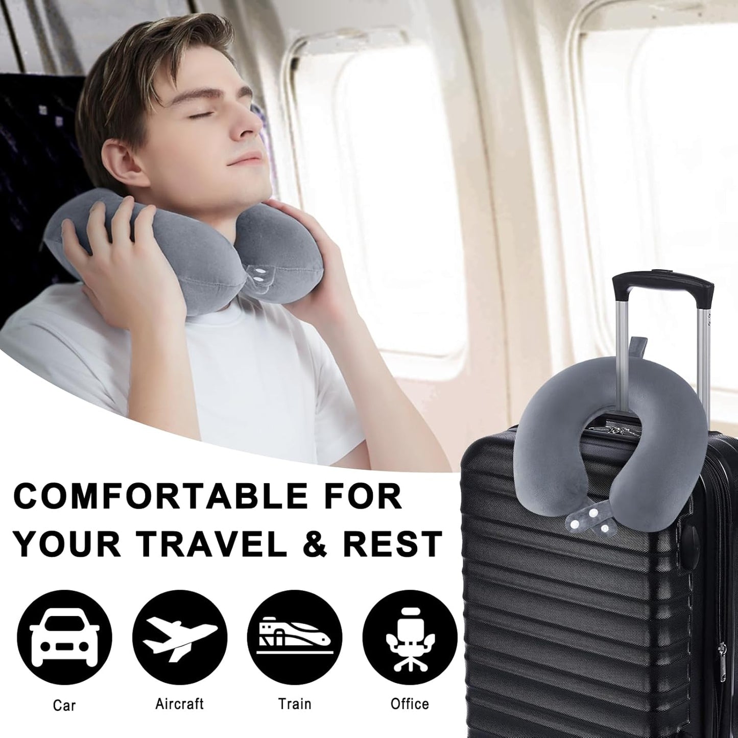 U-Shaped Travel Neck Pillow with 360-Degree Head Support