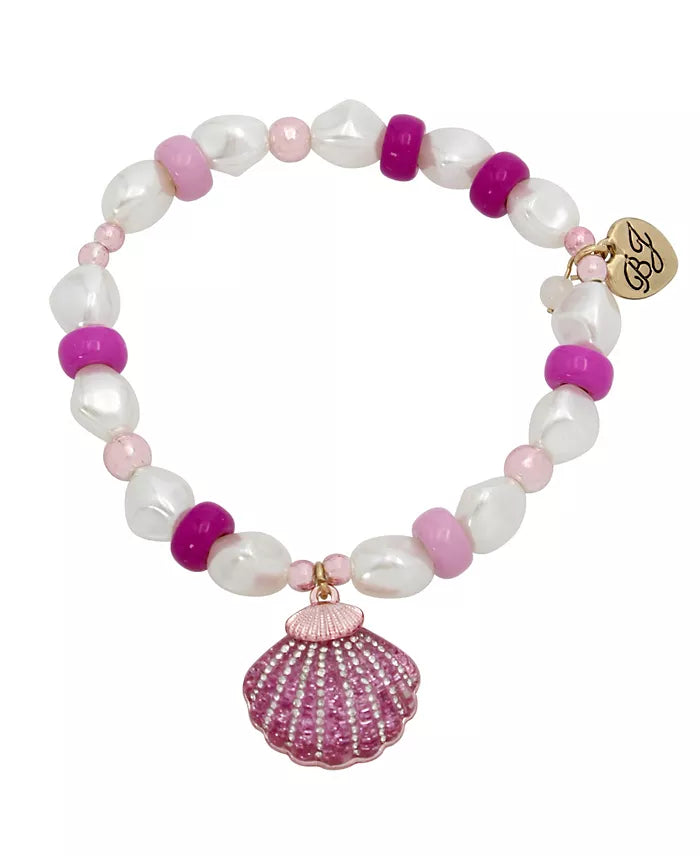 Betsey Johnson Multicolor Faux Stone Seashell Imitation Pearl Stretch Bracelet | Betsey Johnson In Lebanon