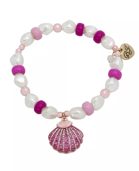 Betsey Johnson Multicolor Faux Stone Seashell Imitation Pearl Stretch Bracelet | Betsey Johnson In Lebanon