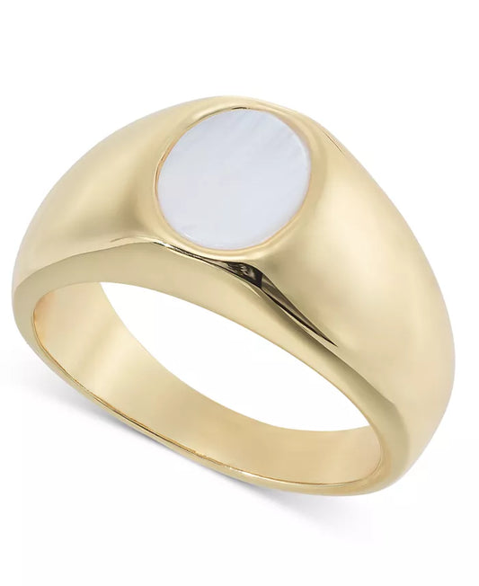 On 34th Women's Gold-Tone Mother-of-Pearl Signet Ring | On 34th In Lebanon