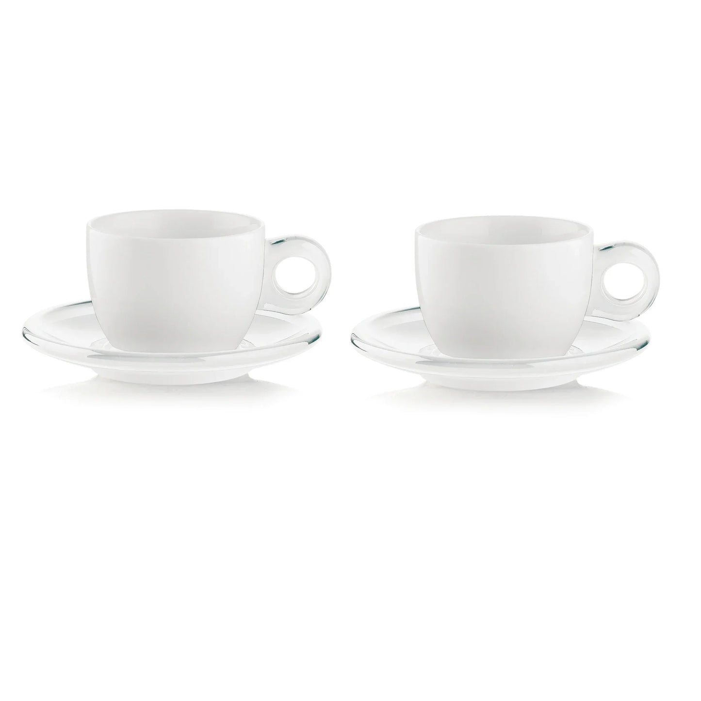 Guzzini Set of 2 Cappuccino Cups With Saucers Clear