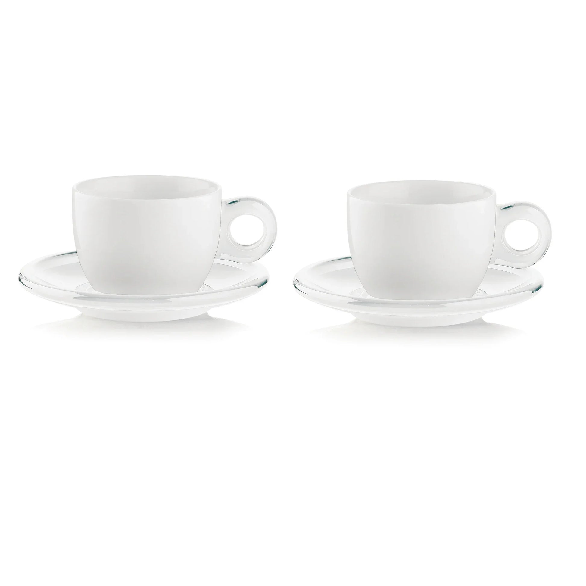 Guzzini Set of 2 Cappuccino Cups With Saucers Clear
