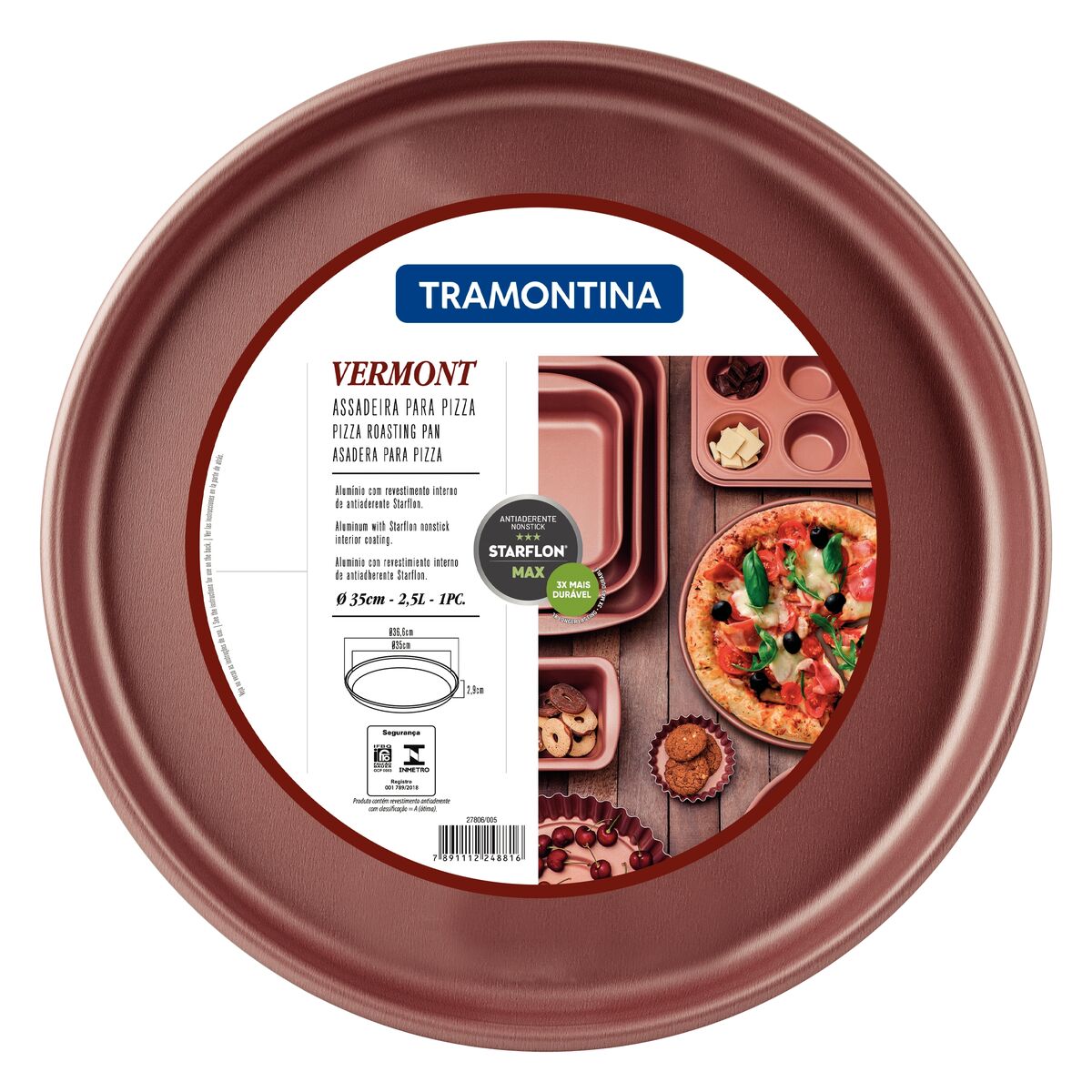 Tramontina Vermont Graphite Aluminum Pizza Pan 35cm