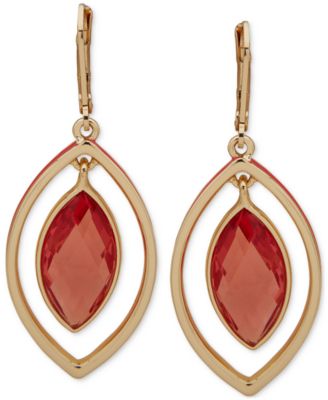 Anne Klein Women's Light Red Gold-Tone Navette Stone Orbita Earrings | Anne Klein In Lebanon