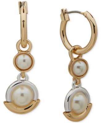 Anne Klein Women's Gold Tone Double Imitation Pear Pearl Earrings | Anne Klein In Lebanon