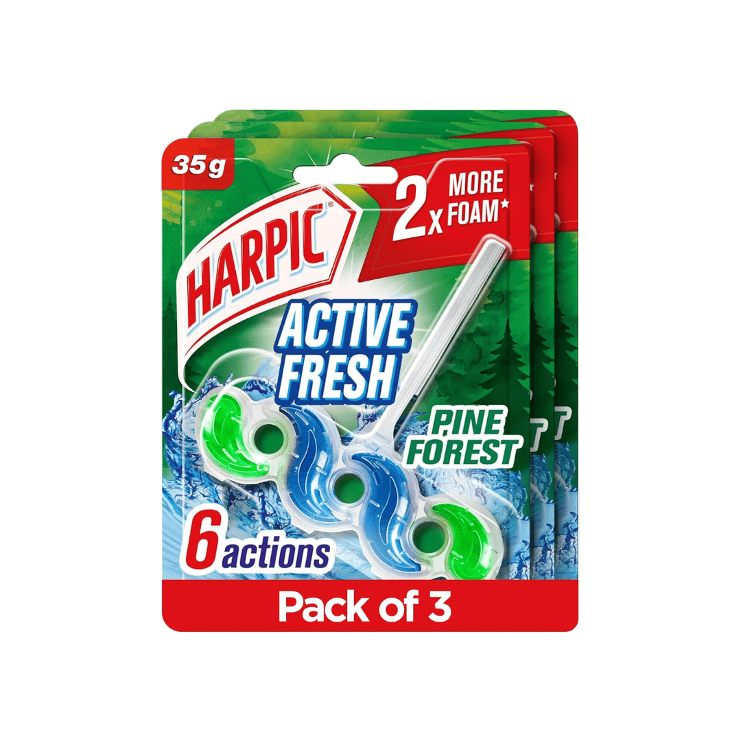 Harpic Toilet Cleaner Block Pine Forest, Pack of 2 + 1 FREE