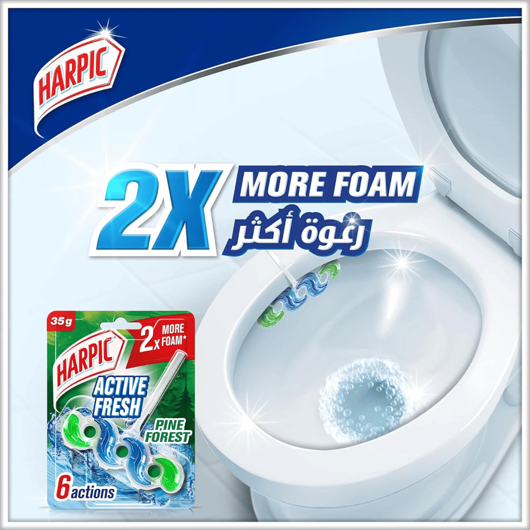 Harpic Toilet Cleaner Block Pine Forest, Pack of 2 + 1 FREE
