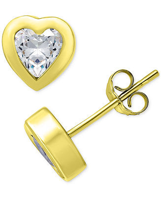 Giani Bernini Women's Gold Heart-Cut Cubic Zirconia Bezel Stud Earrings|Giani Bernini In Lebanon