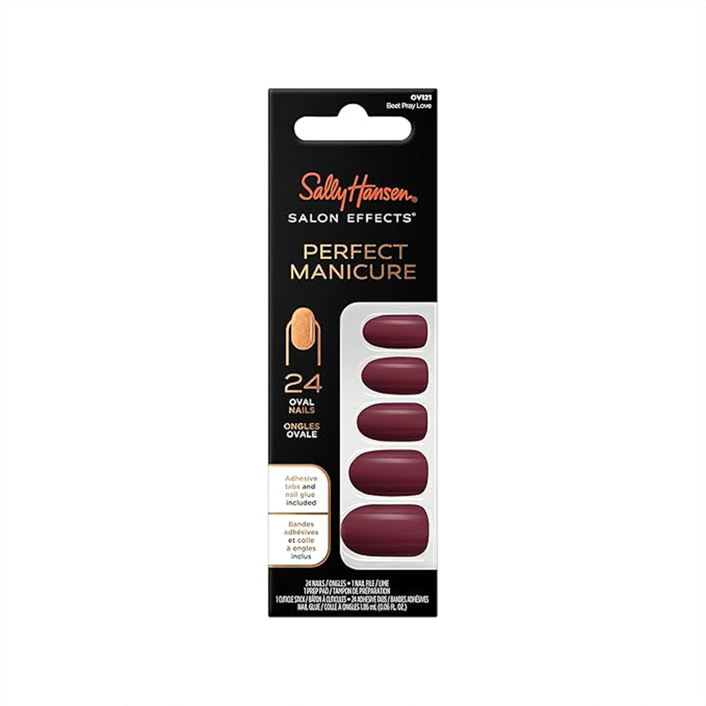 Sally Hansen Salon Effect Perfect Fake Nails Kit Oval Beet Pray Love - Medaid International