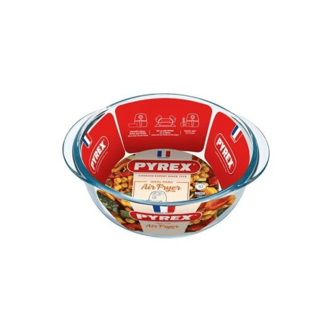Pyrex Air Fryer Compatible Round Glass Dish Roaster 20cm 207B100