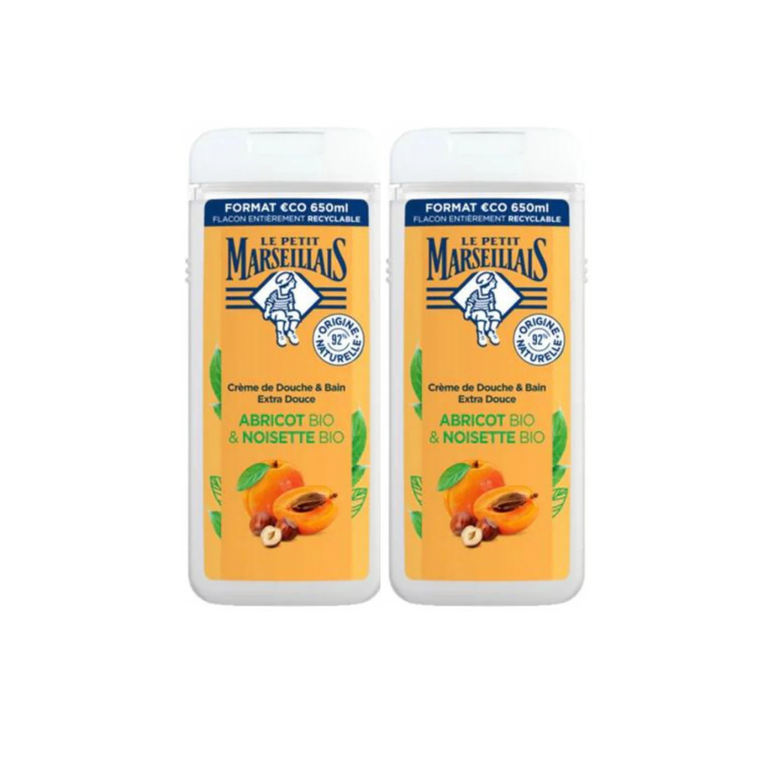 Le Petit Marseillais Shower Gel Apricot Hazelnut Bio 650ml, 2 @ 20% OFF
