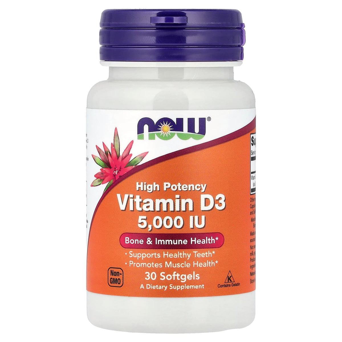NOW Foods, Vitamin D3, High Potency, 5,000 IU, 30 Softgels