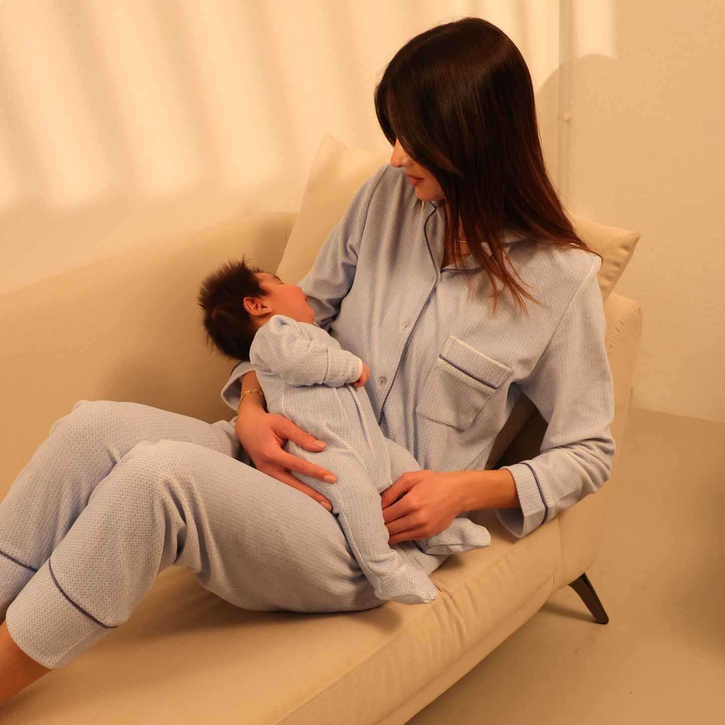 Cosset Loungewear Moments Mommy & Me Loungewear Set – Blue " Medium"