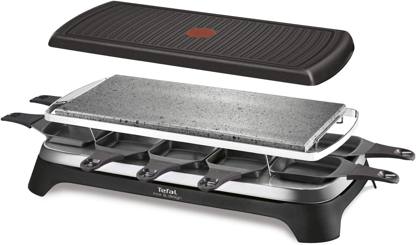 Tefal Raclette Pierrade 3 in 1 Stainless Steel 1350W 10 People RE45A812