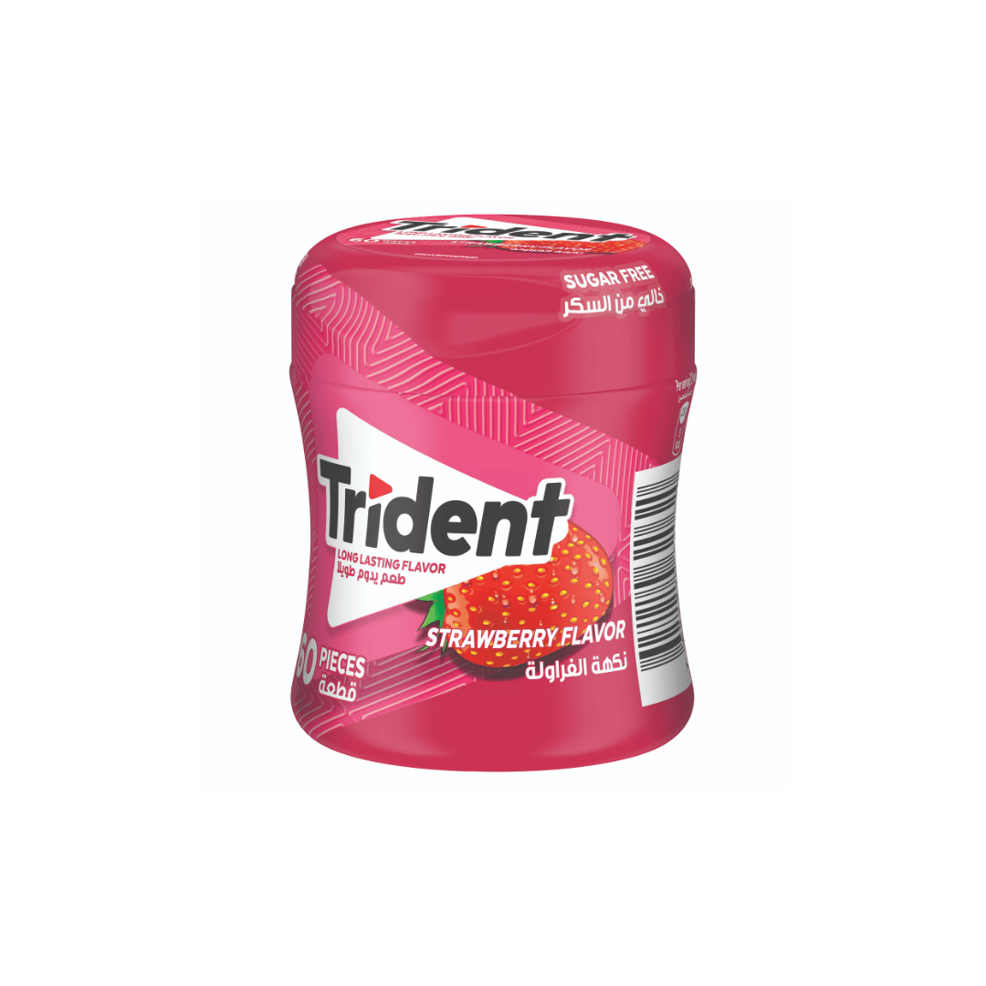 Trident Strawberry Sugar Free Gum bottle, 60pcs, 84g