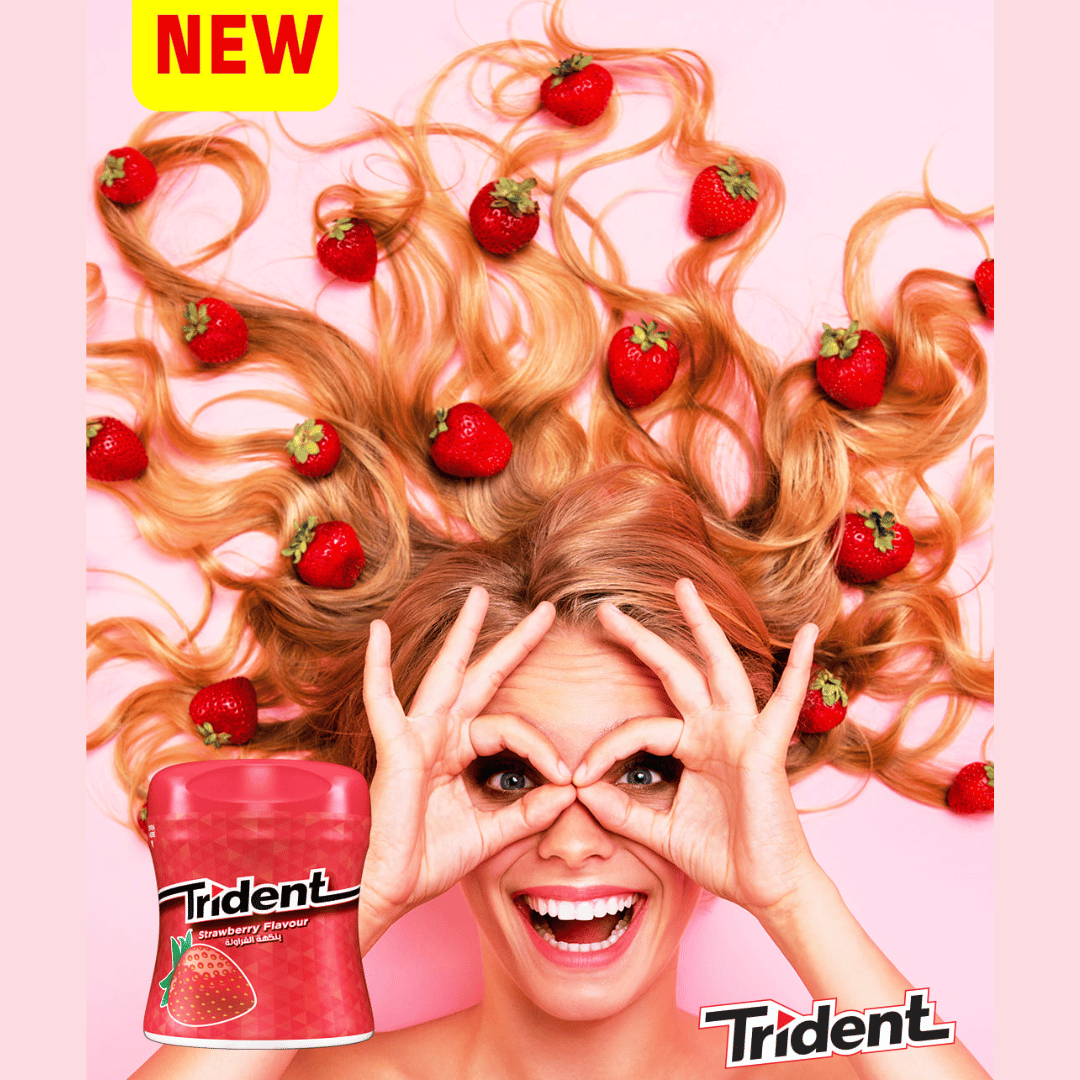 Trident Strawberry Sugar Free Gum bottle, 60pcs, 84g