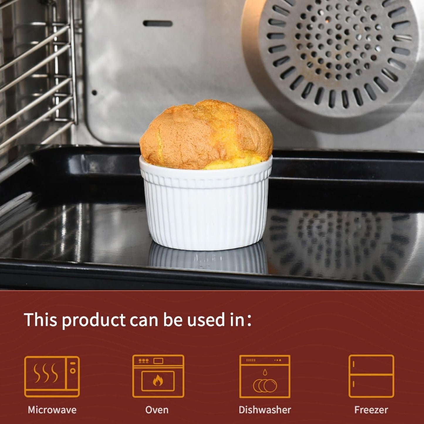 Danny Home 4-Pcs Mini Ramekins 160ml Small Ceramic Bowls for Dips, Souffle, Creme Brulee, and Baking