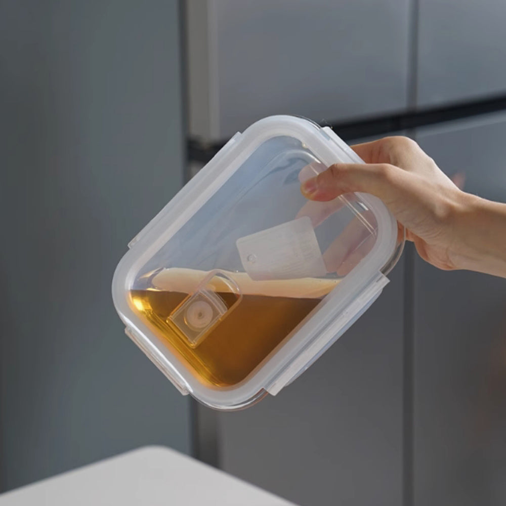 630ml Borosilicate Rectangle Glass Food Storage Container With Microwave, Freezer &amp; Dishwasher Safe NFH-77309