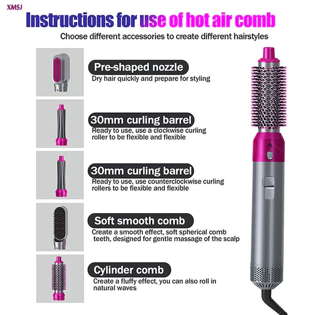 5 In 1 Hot Air Styler Hair Straightener - Medaid International