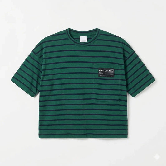 Zara Boy's Dark Green & Navy Striped Pocket Blouse | Zara In Lebanon