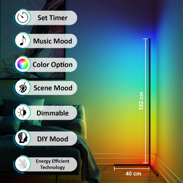 Smart RGB LED Corner Lamp Remote & Phone App Control - Medaid International