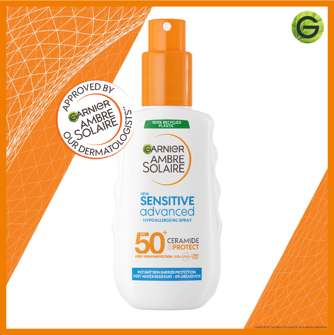Garnier Ambre Solaire Sensitive Advanced SPF 50+ Ceramide Protect Sunscreen Spray For Adults 150ml - Medaid International