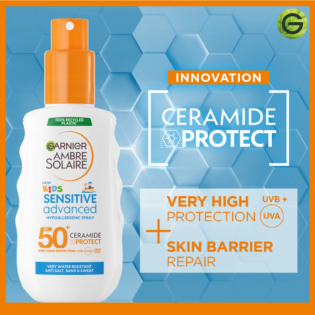 Garnier Ambre Solaire Sensitive Advanced SPF 50+ Ceramide Protect Sunscreen Spray For Kids 150ml - Medaid International