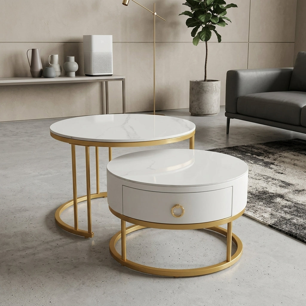 Set of 2 Round Side Tables