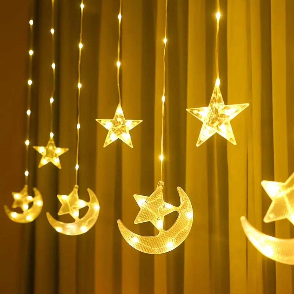 (Net)  3M Ramadan Decoration Moon Star Curtain String Light Lebanon