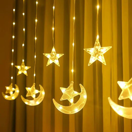 (Net)  3M Ramadan Decoration Moon Star Curtain String Light Lebanon