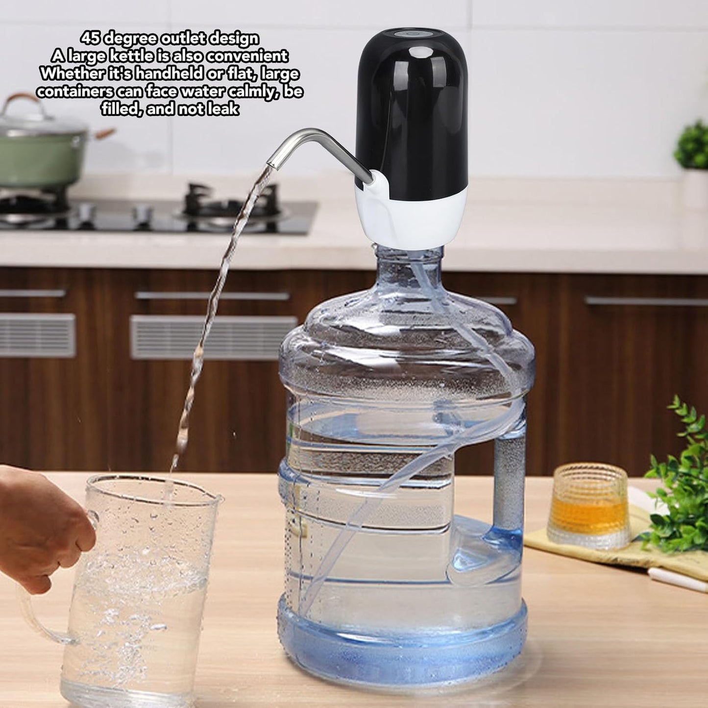 4W 1200mAh DC-5V High Power Water Pump Dispenser With 304 Stainless Steel Hose MX-808 (L16 x W6.5 x H14)cm – Black