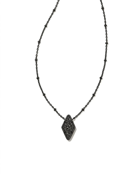Kendra Scott Women's Black Silver-Tone Short Pendant Necklace in Platinum Drusy | Kendra Scott In Lebanon