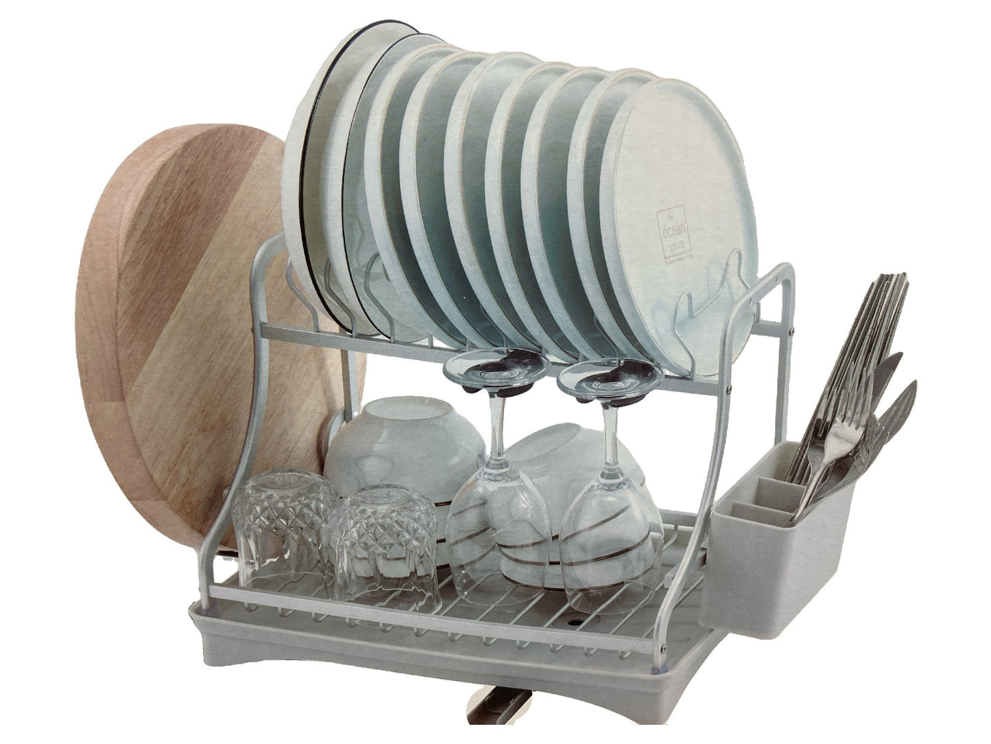 Aluminium Dish Rack with Plastic Tray and Spout