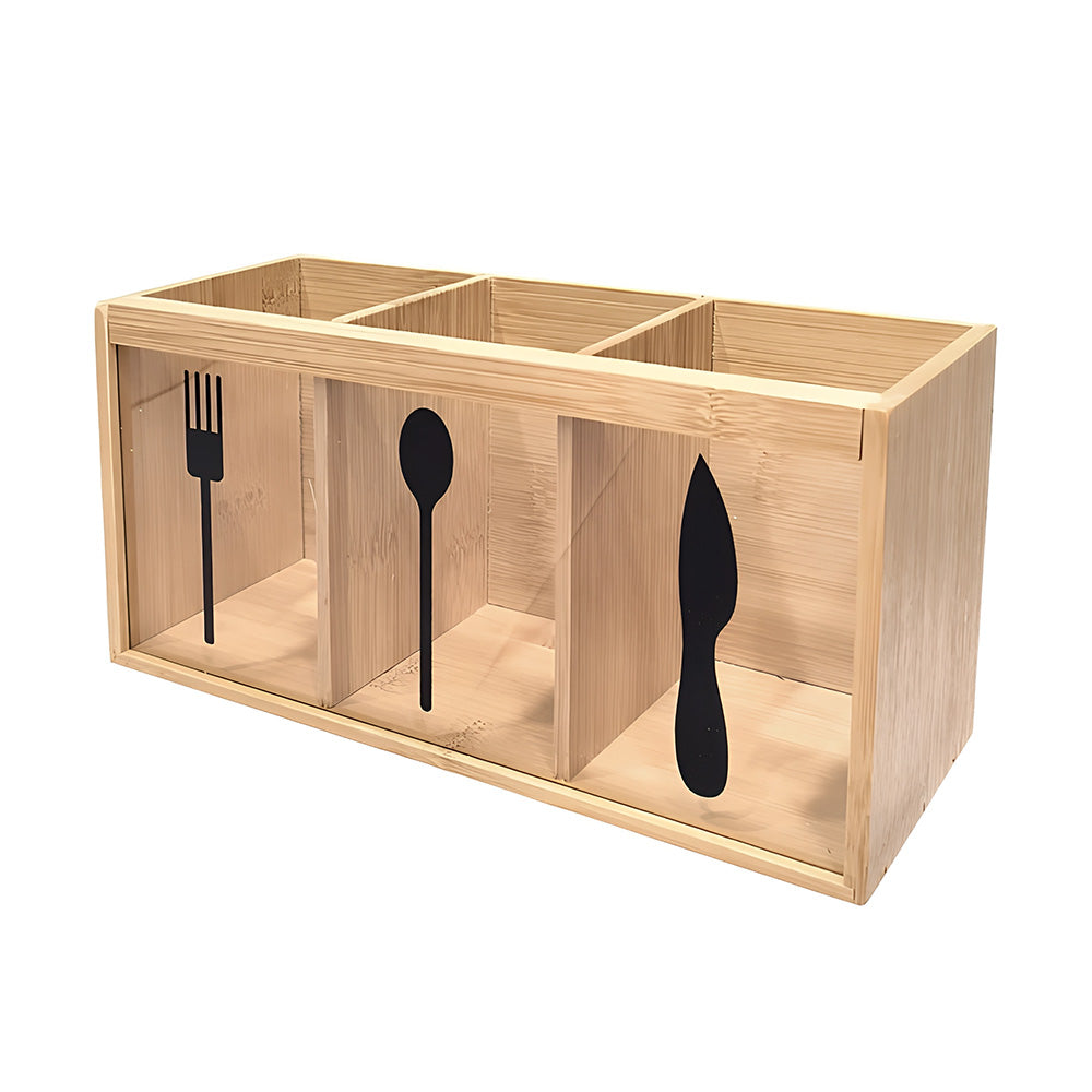 Bamboo Utensil Holder – 3 Section