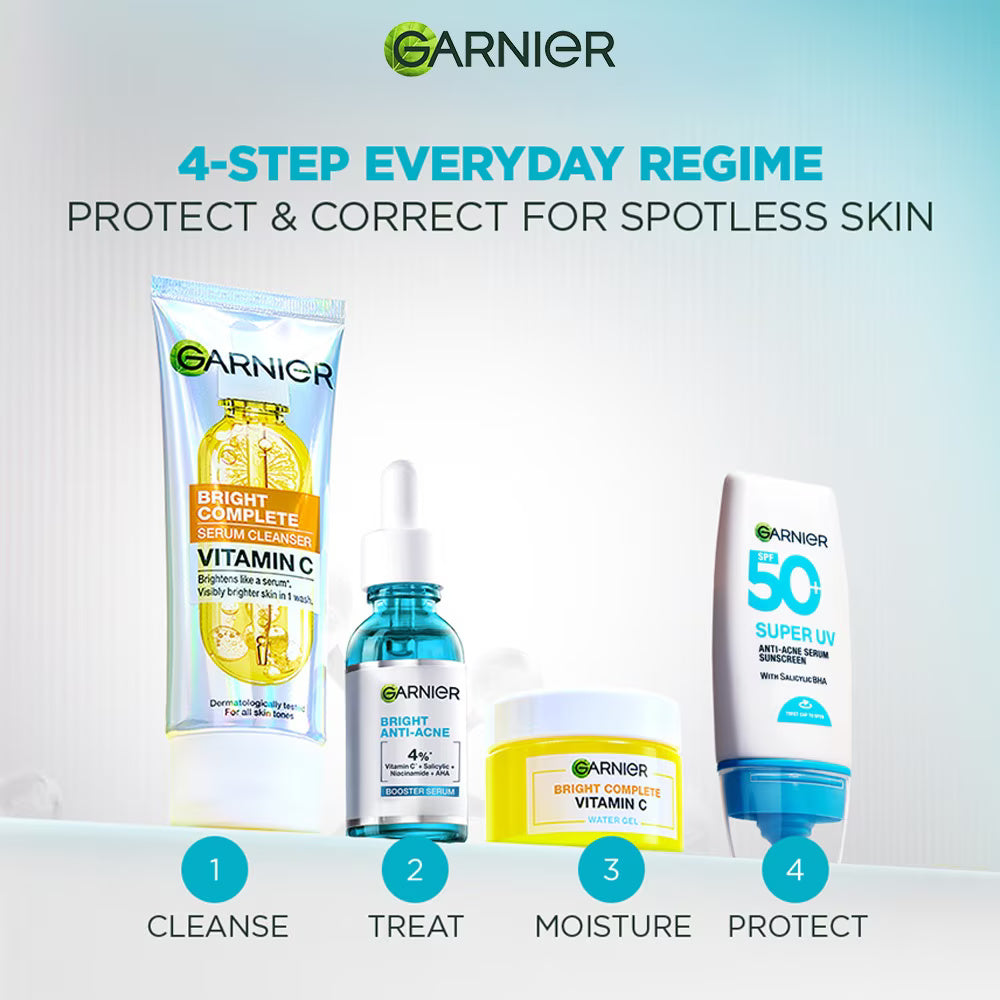 Garnier Super UV Anti-Acne Serum Sunscreen SPF50+ 30ml – Lightweight Daily Protection