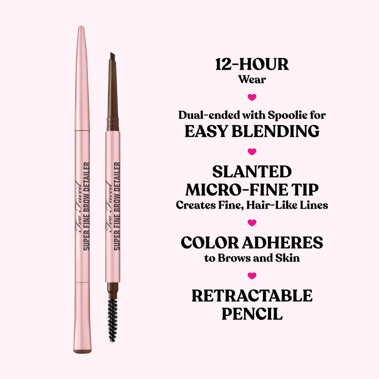 Too Faced Super Fine Brow Detailer Eyebrow Pencil Soft Black