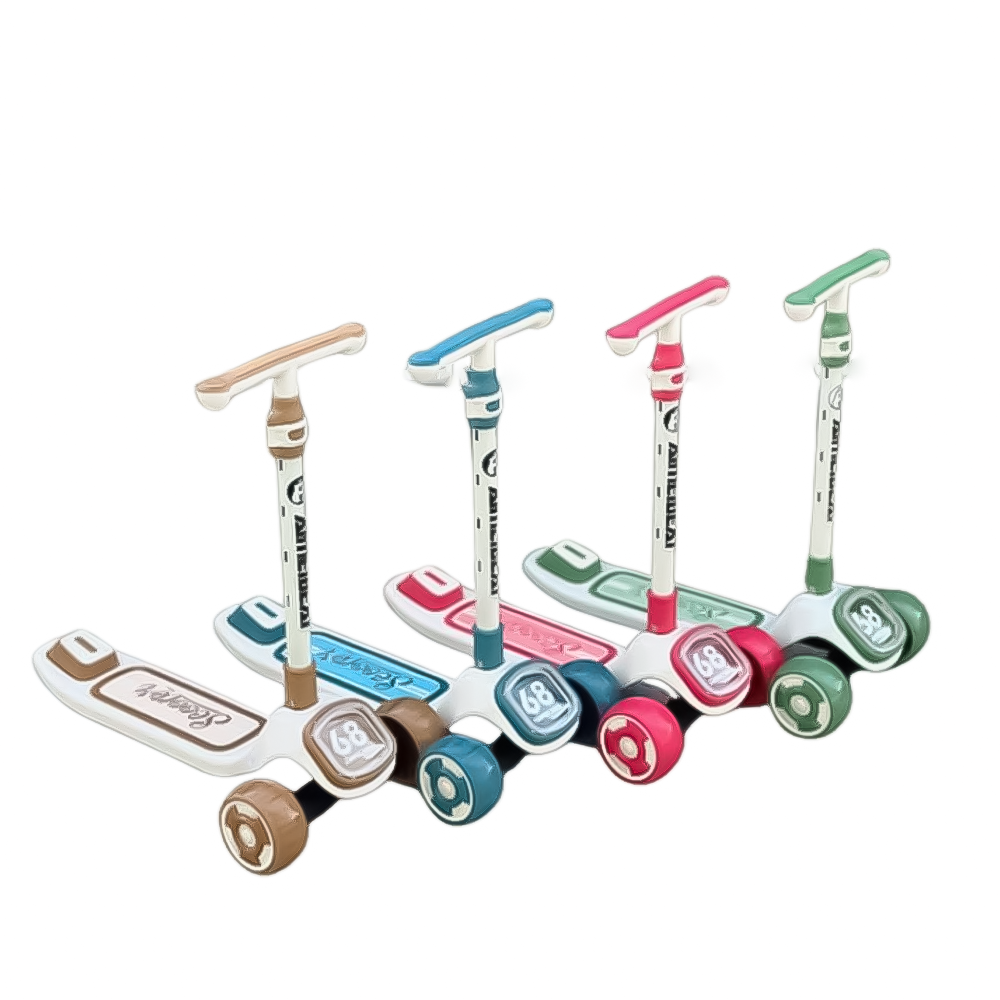 (Net) Adjustable Height Flashing LED 3 Wheel Scooter