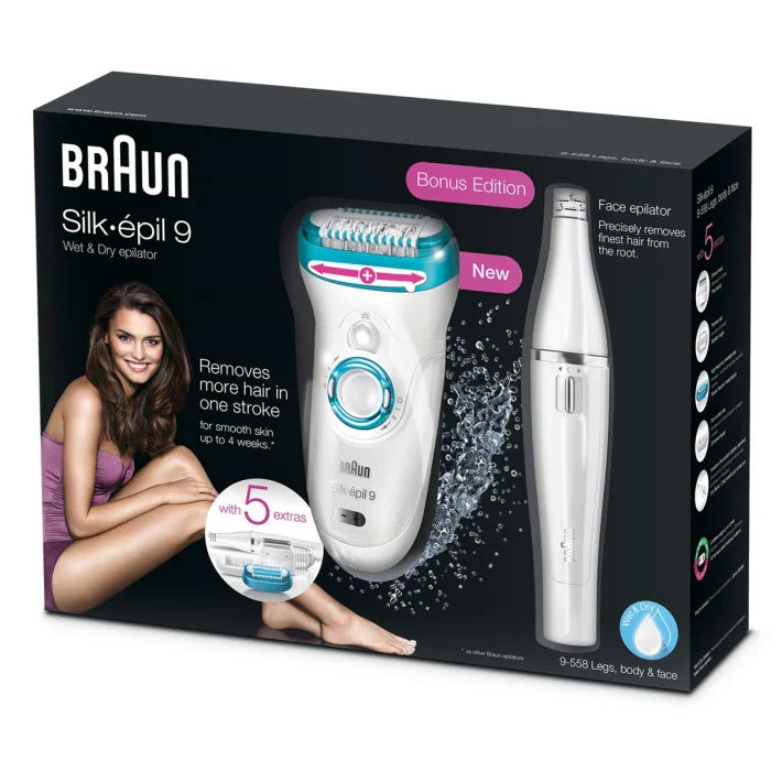 Braun Silk Epil 9-558 Wet and Dry Epilator for Women