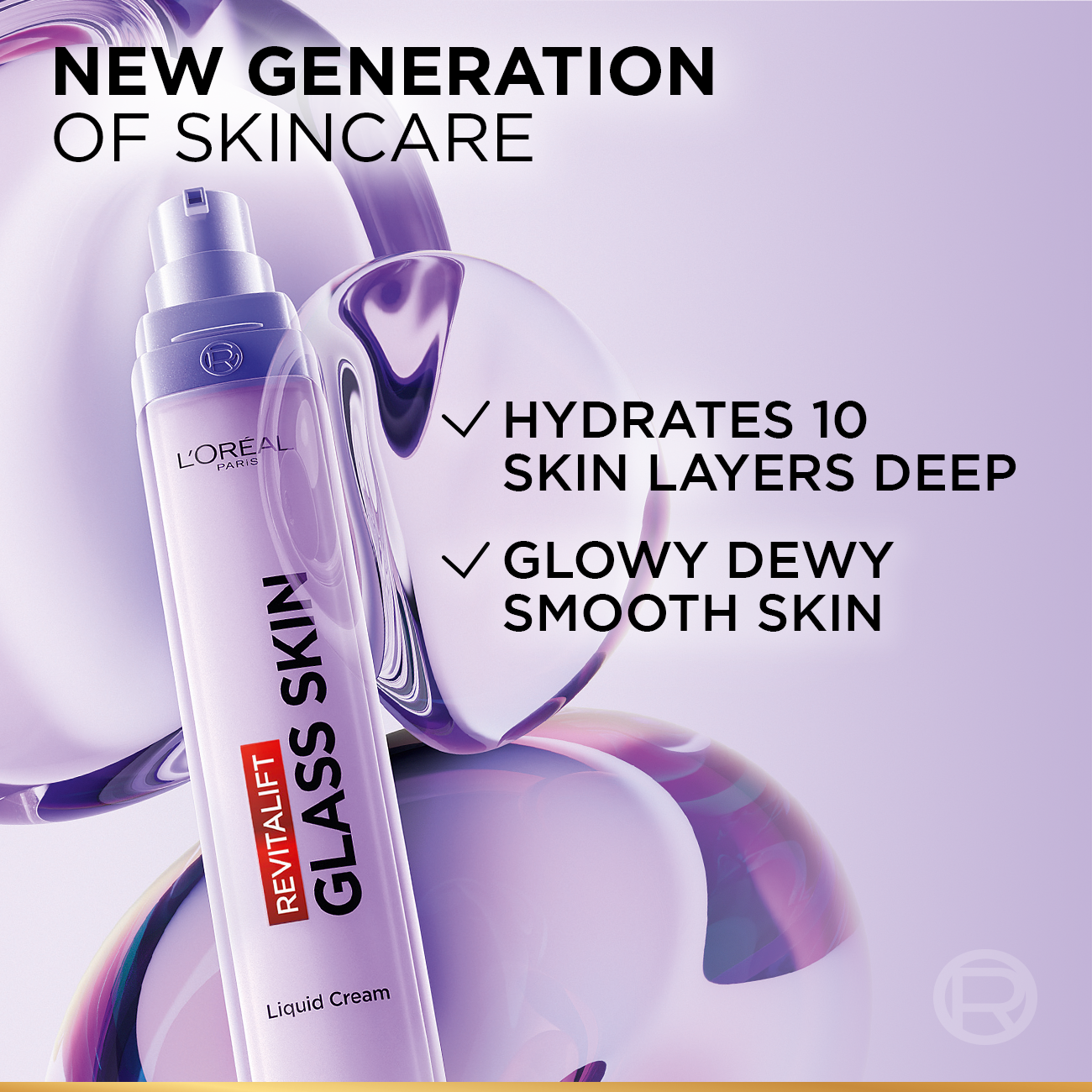 L’Oréal Paris Revitalift Glass Skin Liquid Cream: 1 drop for 100H Glowing Hydration With Hyaluronic Acid & Vitamins B3+B5+C for Dewy, Plumped Glass Skin