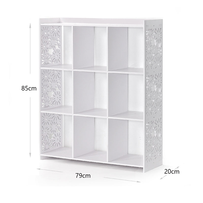 85 CM Freestanding Waterproof Storage Racks Bookcase Display Shelves Organizer Cabinet for Living Room Bedroom Office White - Medaid International