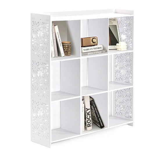 85 CM Freestanding Waterproof Storage Racks Bookcase Display Shelves Organizer Cabinet for Living Room Bedroom Office White - Medaid International