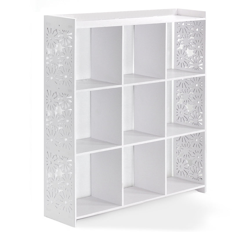 85 CM Freestanding Waterproof Storage Racks Bookcase Display Shelves Organizer Cabinet for Living Room Bedroom Office White - Medaid International