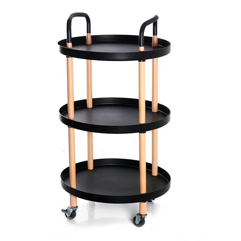 3 Tier Rolling Cart Utility Organizer Multifunction Storage Serving Trolley with Handles and Lockable Wheels for Home Kitchen and Bathroom Black - Medaid International