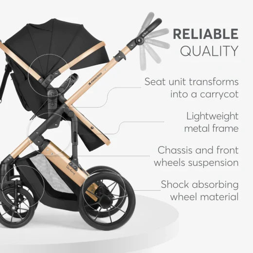 Kikkaboo - Stroller 3in1 Travel System - transform seat - Darling Black - 2024