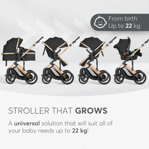 Kikkaboo - Stroller 3in1 Travel System - transform seat - Darling Black - 2024